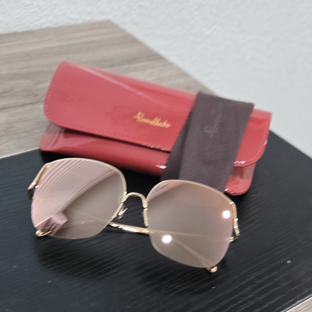 Gold and Red Sunglasses with Sleek Metallic Frame